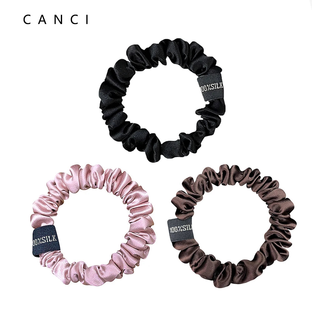 100% Natural Mulberry Silk Hair Ties Elastic Ponytail Holders No Damage for Women Girls 19 Momme 1.5CM
