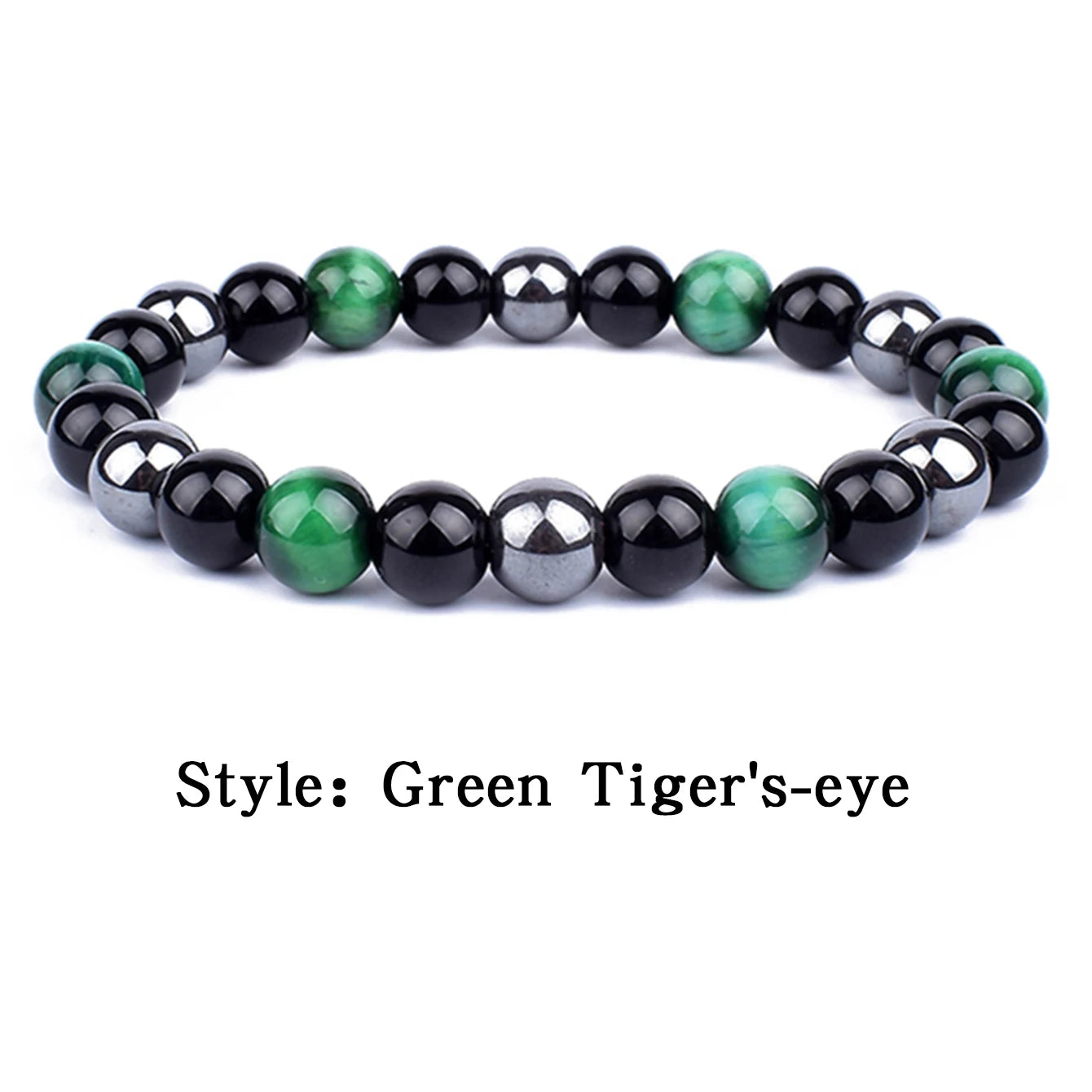 OAIITE Natural Black Obsidian Hematite Tiger Eye Bead Bracelet For Men Jewelry