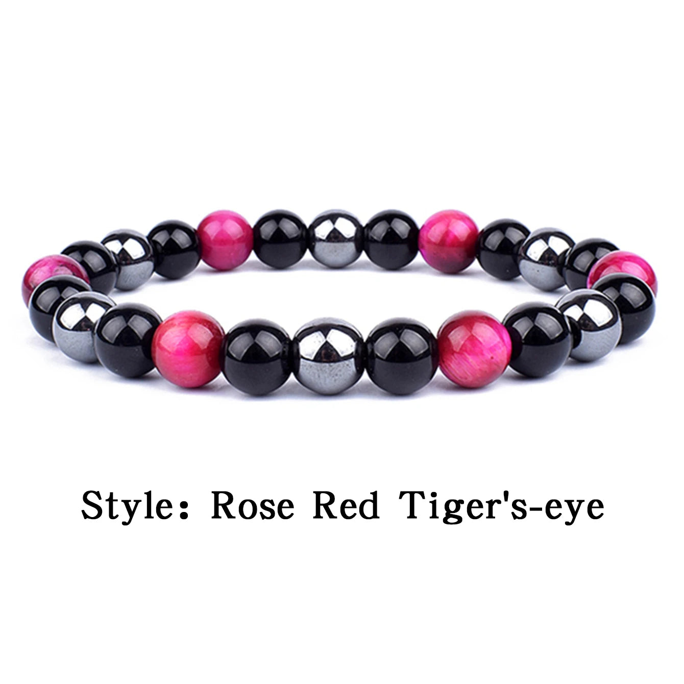 OAIITE Natural Black Obsidian Hematite Tiger Eye Bead Bracelet For Men Jewelry