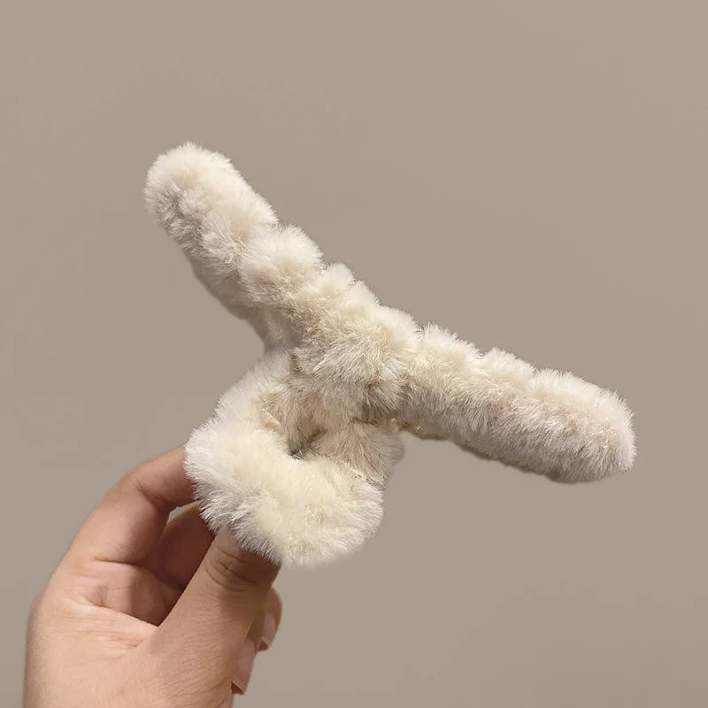Molans Large Fuzzy Claw Hair Clips For Women Crab Barrette Accessories Plush Shark