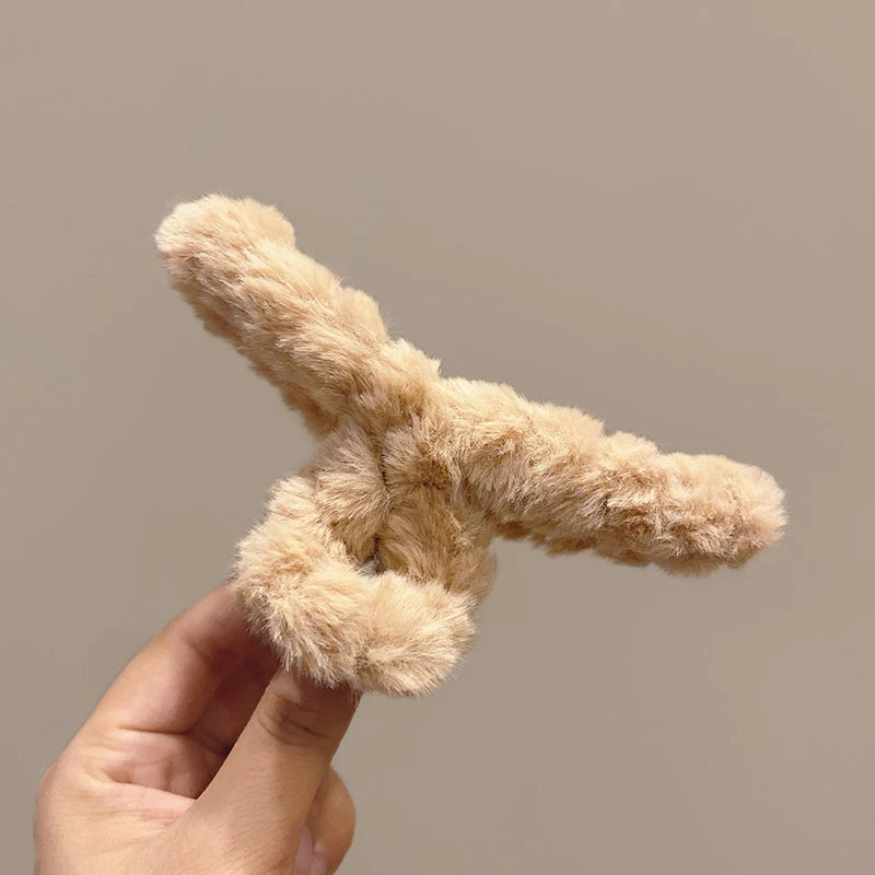 Molans Large Fuzzy Claw Hair Clips For Women Crab Barrette Accessories Plush Shark