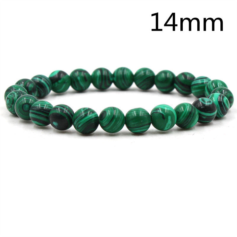 Men's Classic Black Matte Green Malachite Bracelets Elastic Strand Jewelry