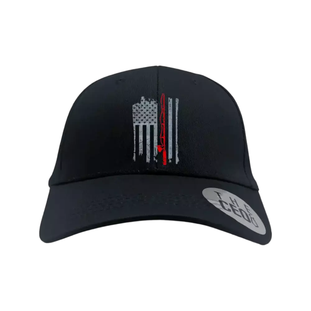 Fishing Rod American Flag Embroidered Baseball Hat