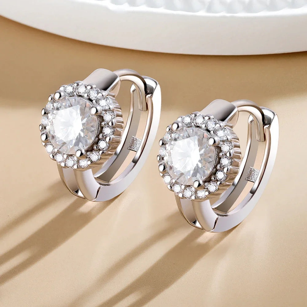 Serenty 2ct D Color Moissanite Hoop Earrings For Women Wedding Bridal S925 Sterling Silver Couples Stud Earring Anniversary Gift