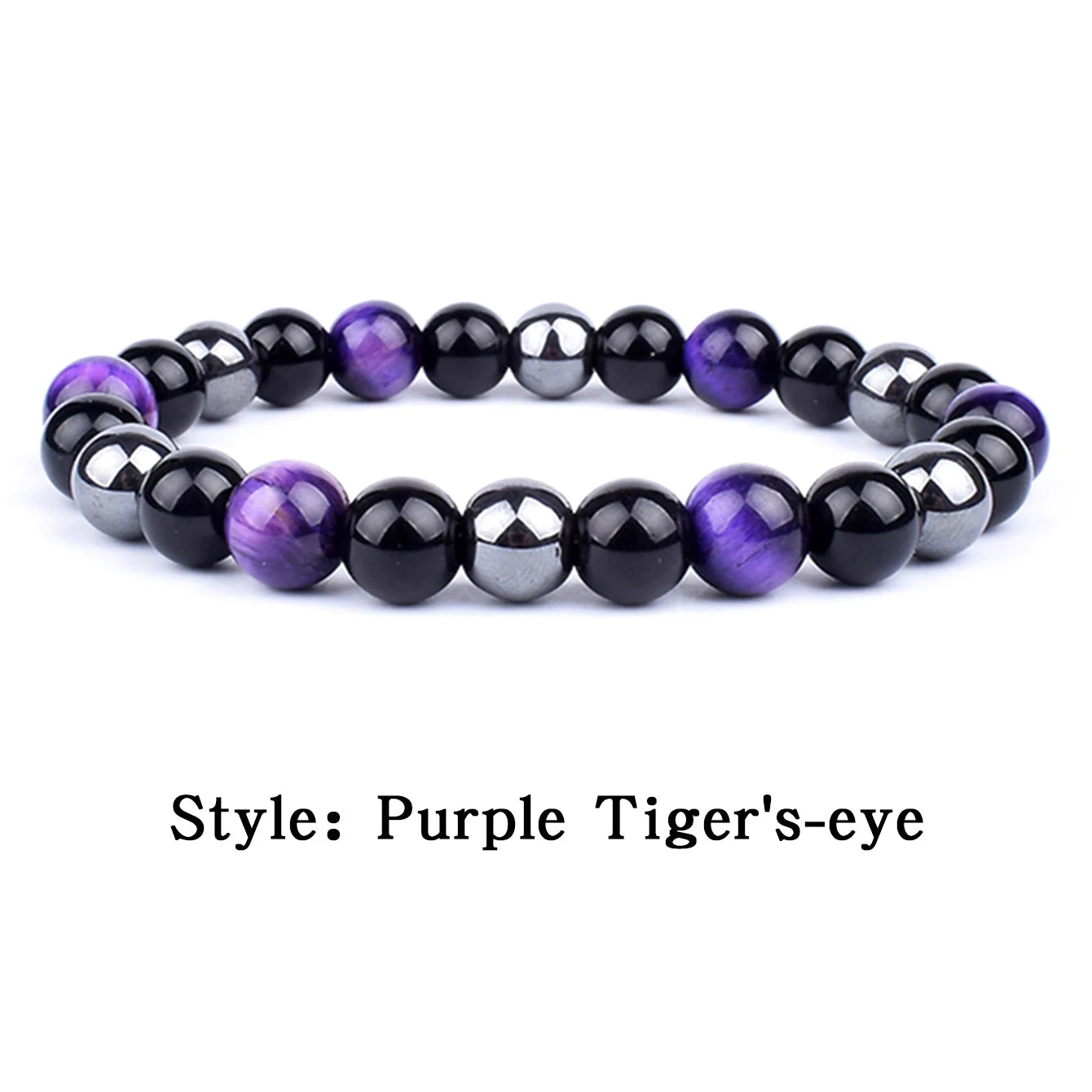 OAIITE Natural Black Obsidian Hematite Tiger Eye Bead Bracelet For Men Jewelry