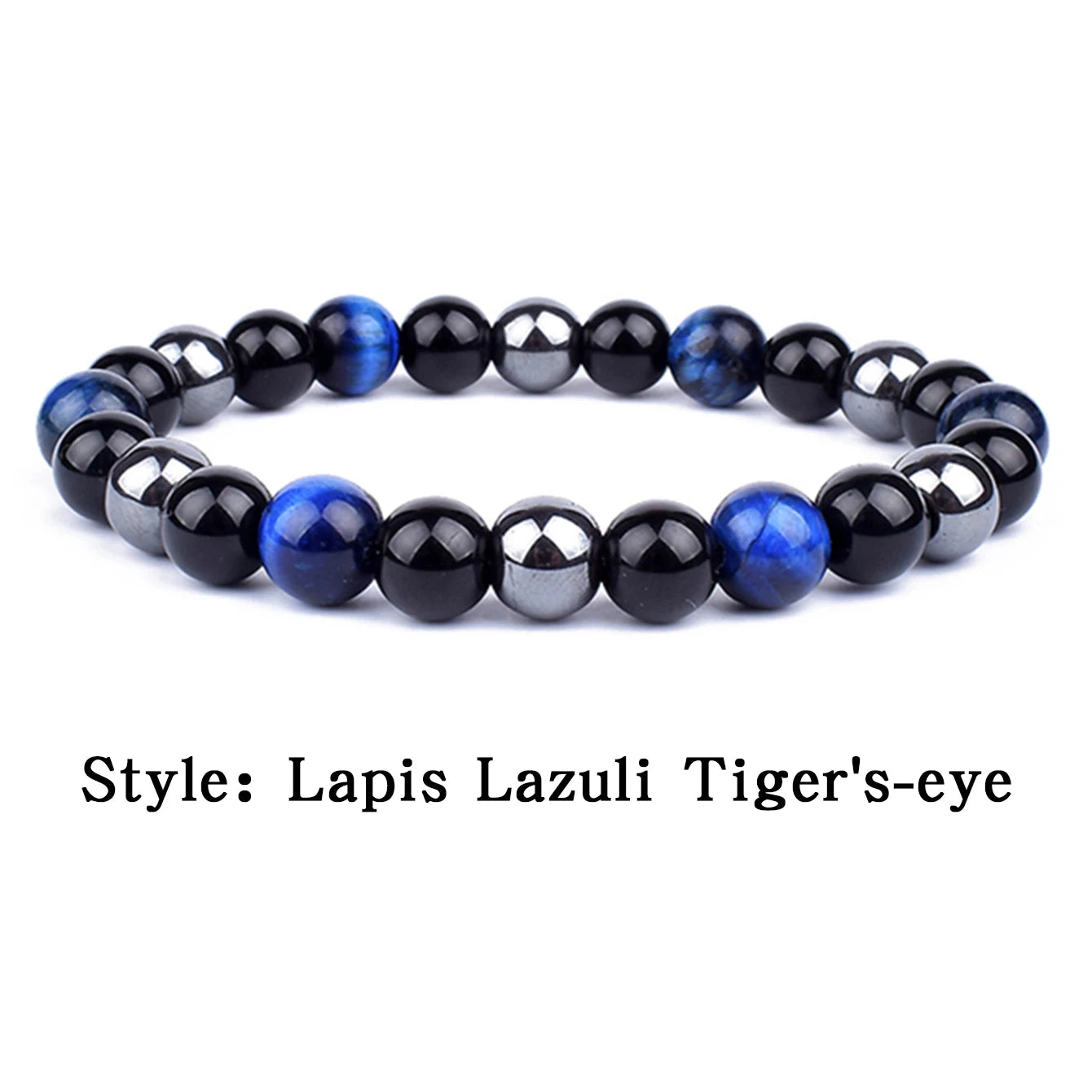 OAIITE Natural Black Obsidian Hematite Tiger Eye Bead Bracelet For Men Jewelry