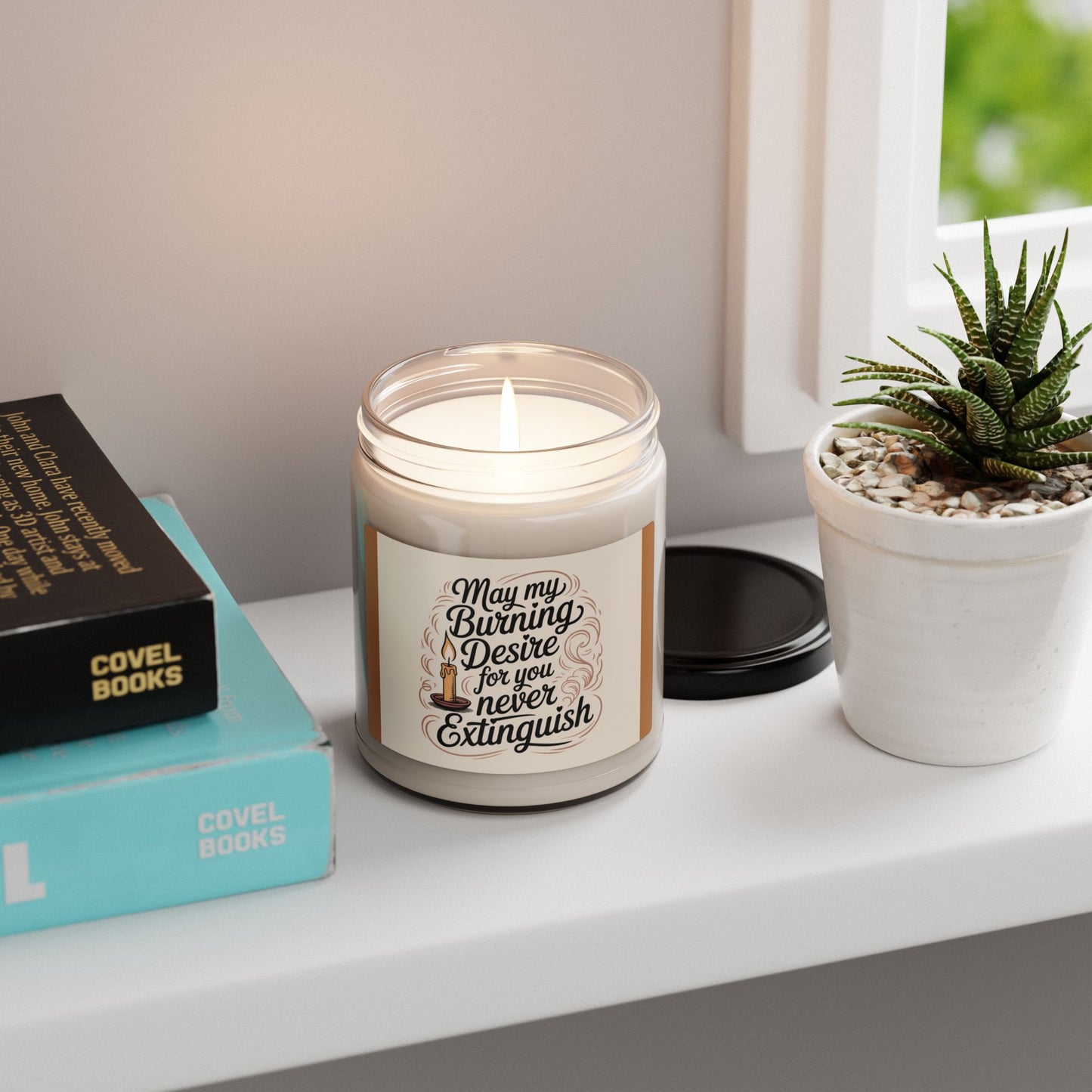 Scented Soy Candle — "May My Burning Desire for You Never Extinguish" Romantic Jar Candle (9oz)