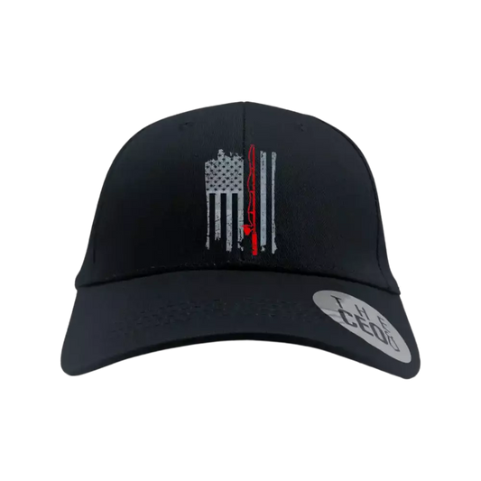 Fishing Rod American Flag Embroidered Baseball Hat